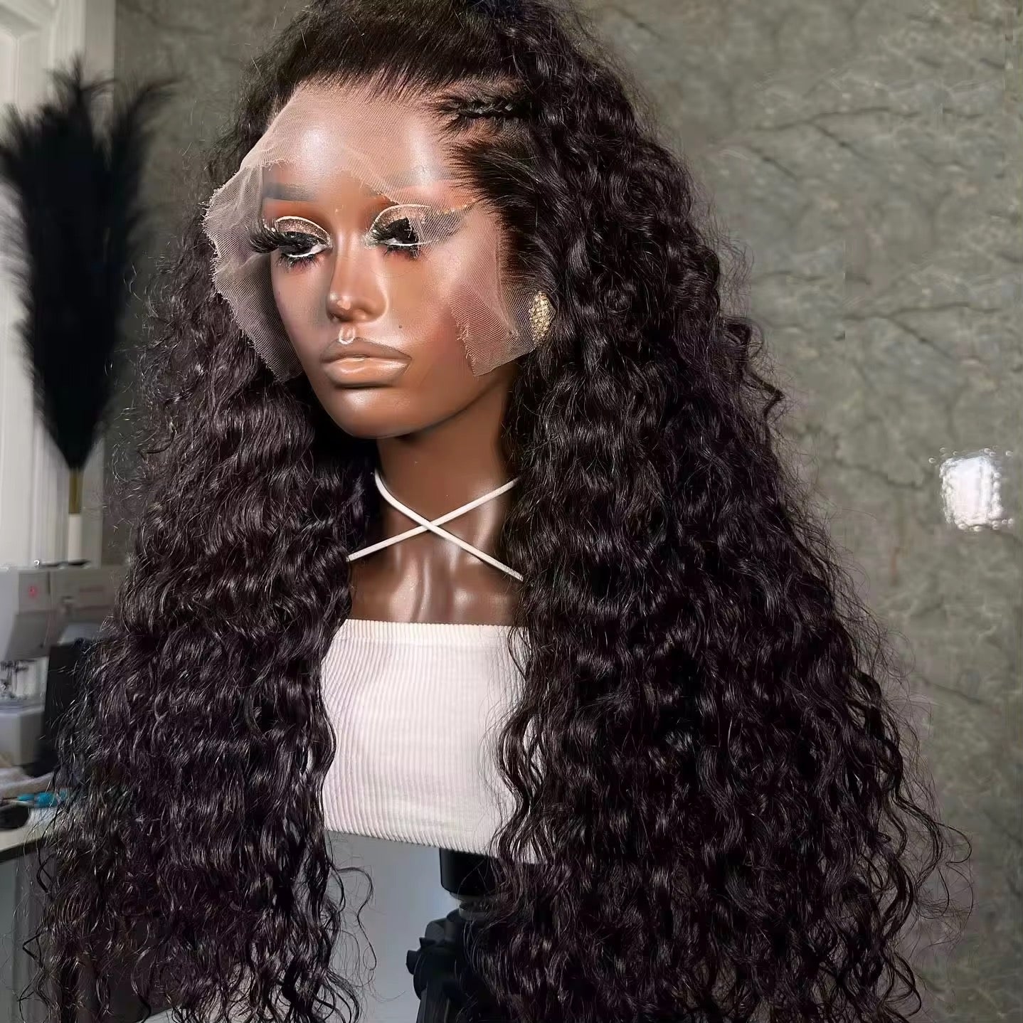 CurlyViva luxury human hair pre-everything HD lace glueless water wave wig