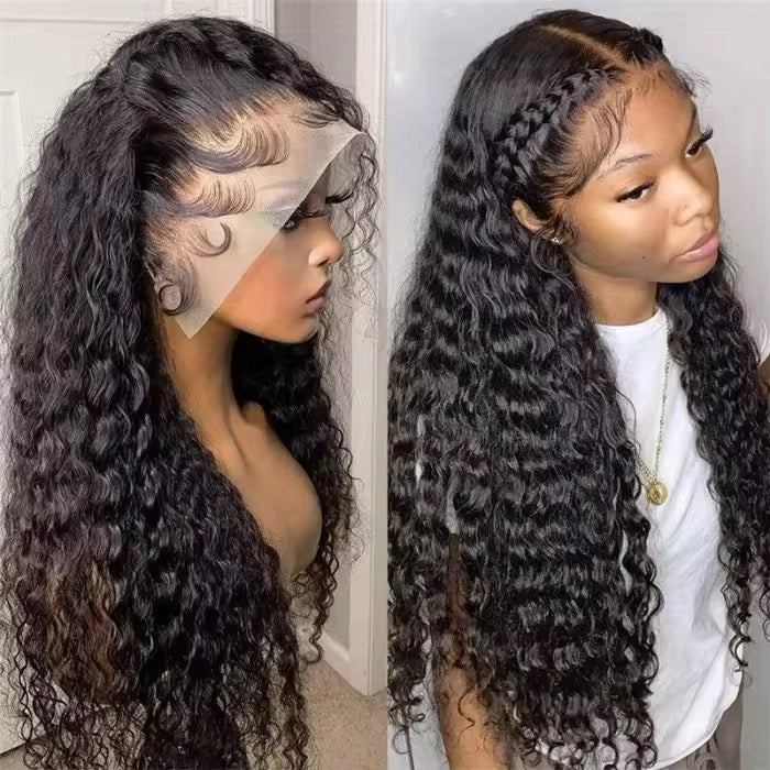 CurlyViva luxury human hair HD lace glueless water wave wig