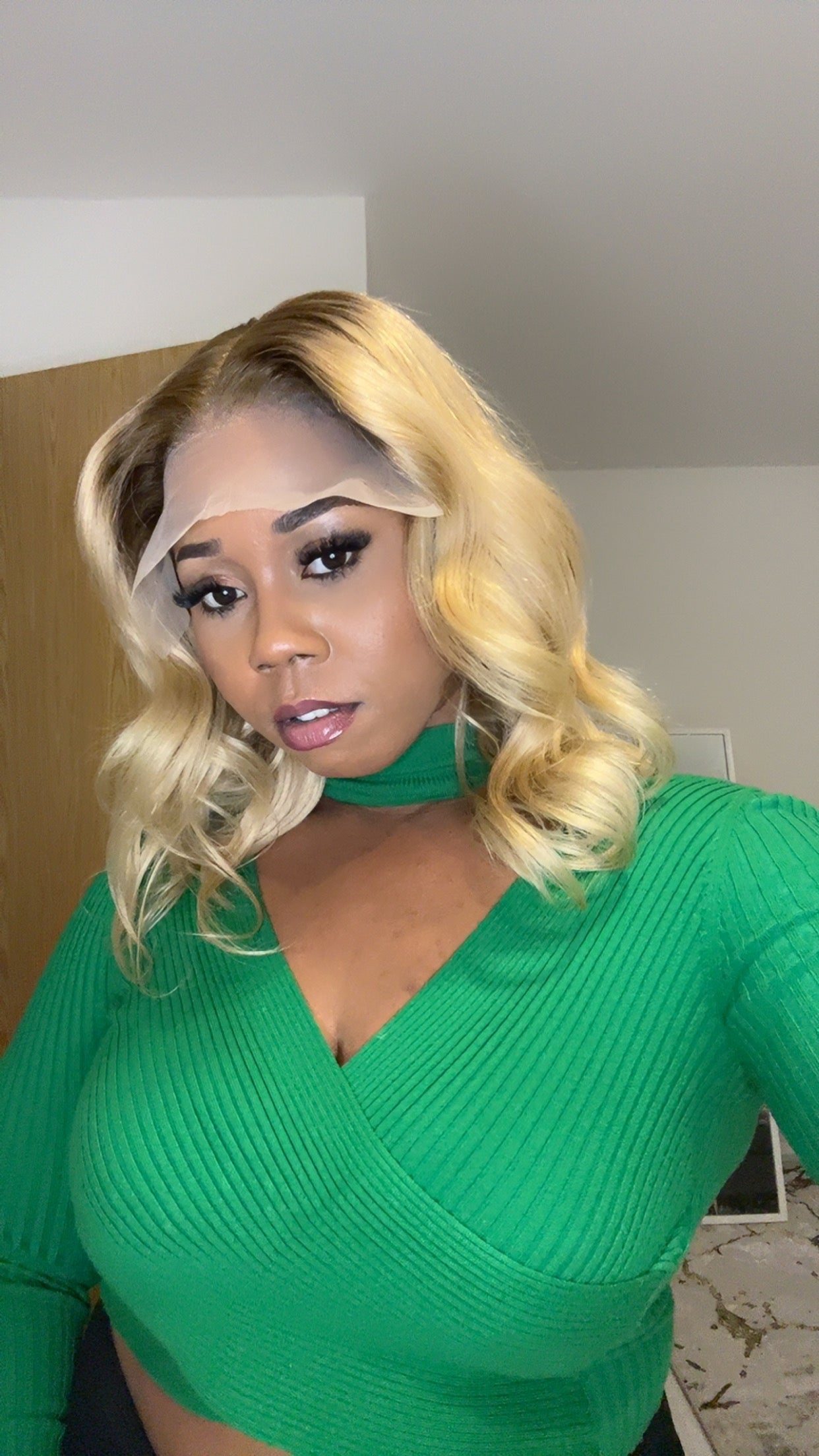 Blonde wavy bob wig, HD lace 7x5 glueless wig