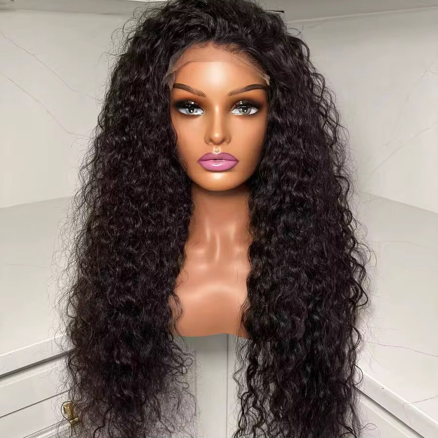 CurlyViva luxury human hair pre-everything HD lace glueless water wave wig
