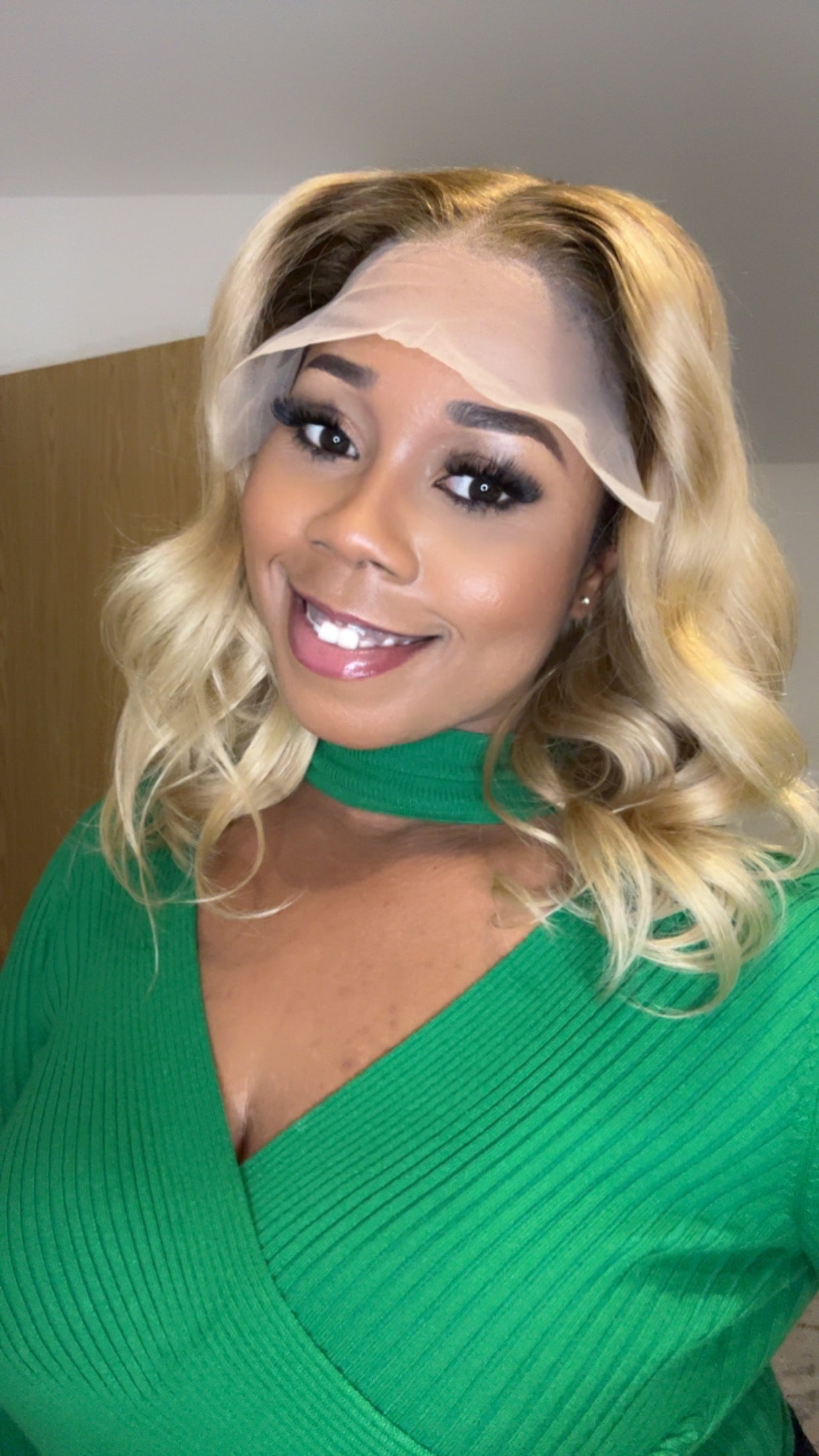 Blonde wavy bob wig, HD lace 7x5 glueless wig