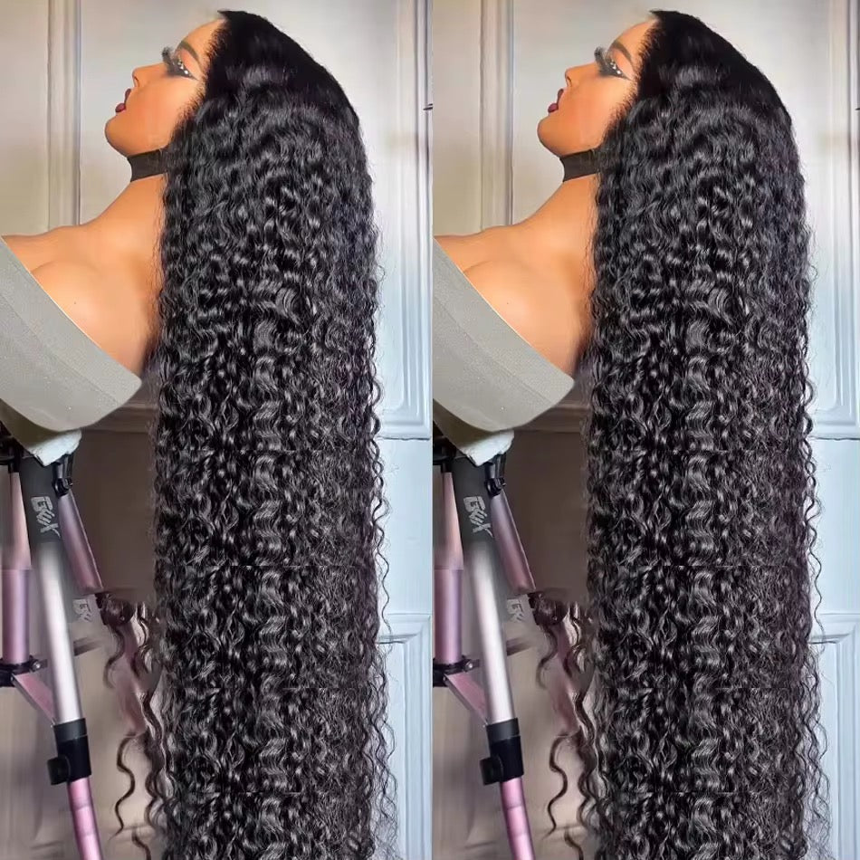 CurlyViva luxury human hair pre-everything HD lace glueless water wave wig