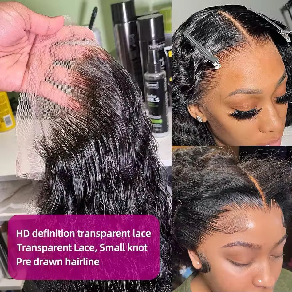 CurlyViva luxury human hair pre-everything HD lace glueless water wave wig
