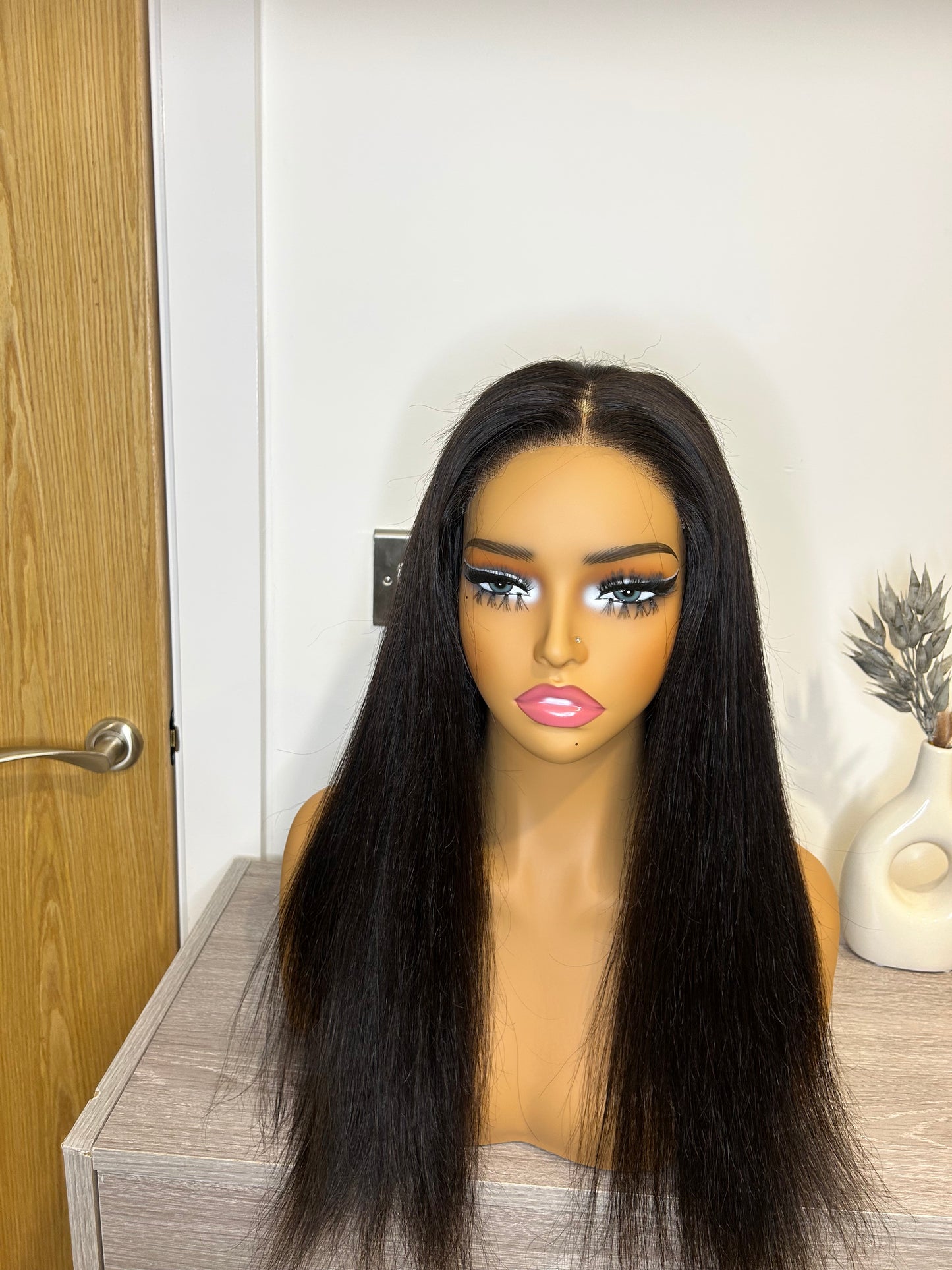 CurlyViva Human Hair HD Lace Front Straight Wig 200% density