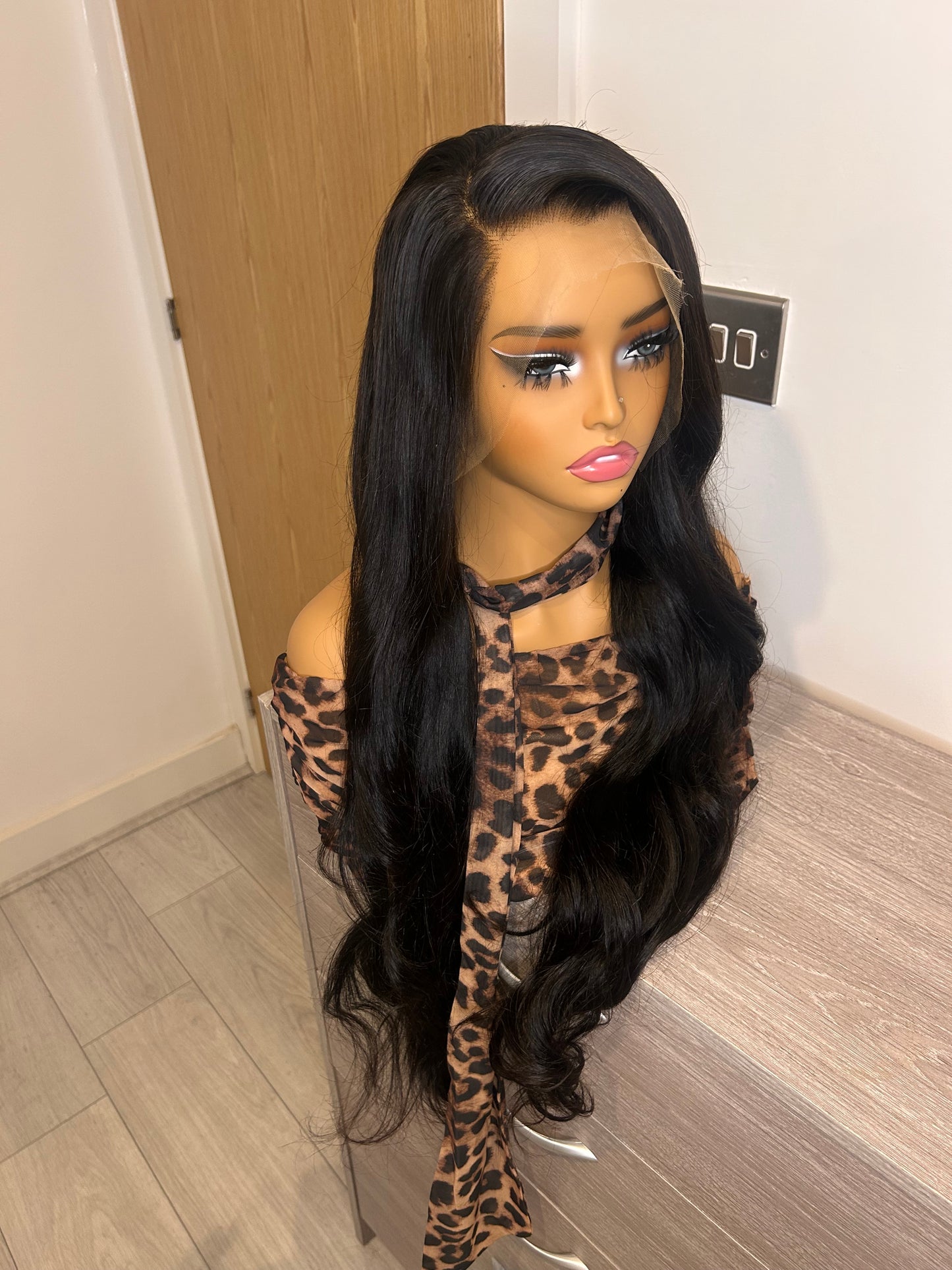 Luxury Raw body wave human hair wig HD lace wig 210% density