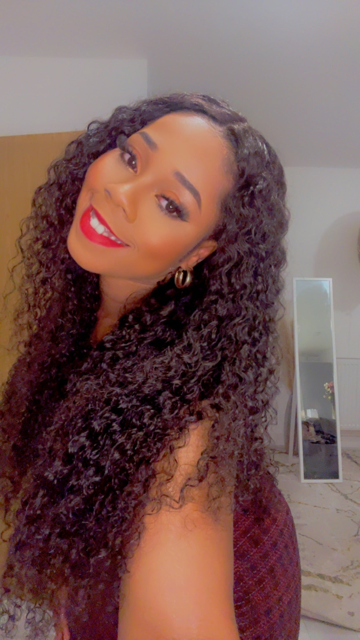 CurlyViva glueless water wave virgin hair wig 9x6 HD lace 250g