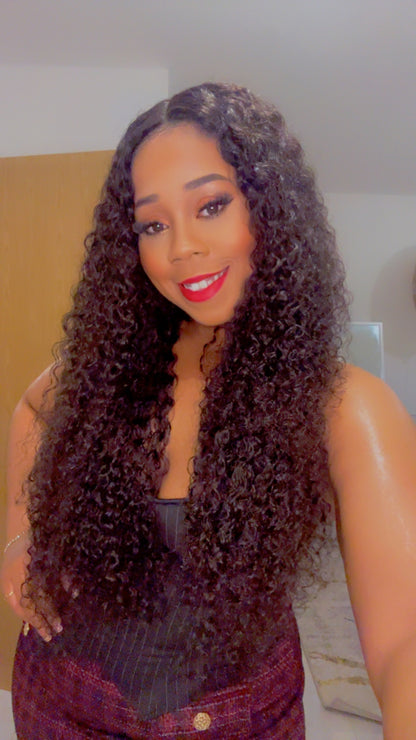 CurlyViva glueless water wave virgin hair wig 9x6 HD lace 250g