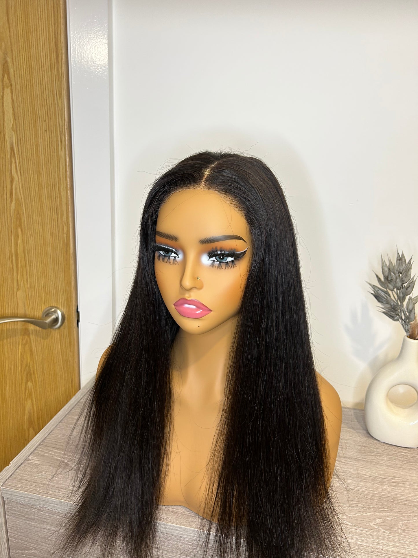 CurlyViva Human Hair HD Lace Front Straight Wig 200% density