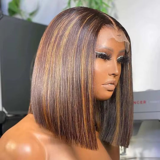 Raw straight piano bob wig. 100% human hair. HD lace 200g