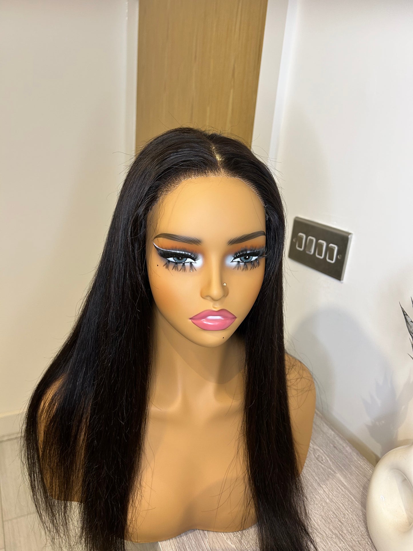 CurlyViva Human Hair HD Lace Front Straight Wig 200% density