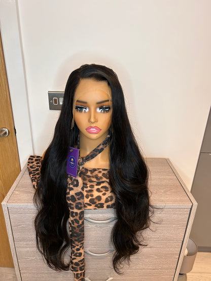 Luxury Raw body wave human hair wig HD lace wig 210% density