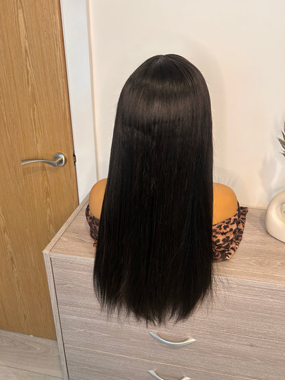 Luxury raw donor bone straight glueless wig. HD lace
