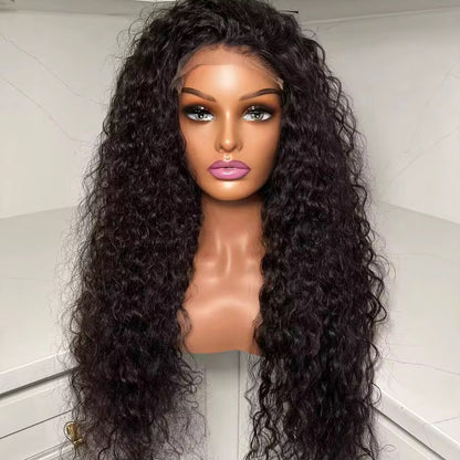 CurlyViva luxury human hair pre-everything HD lace glueless water wave wig