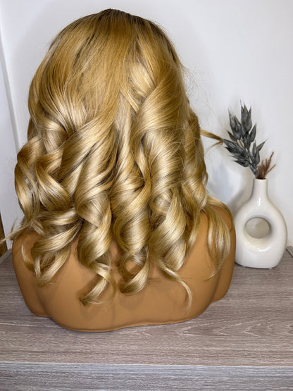 Blonde wavy bob wig, HD lace 7x5 glueless wig