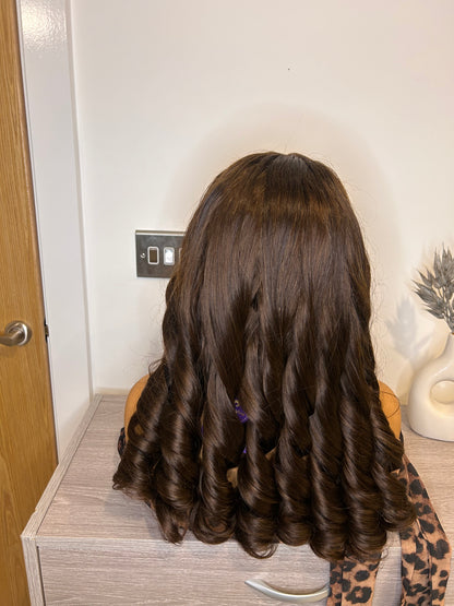 Glueless virgin Human Hair 5x5 HD lace bouncy Curly Wig