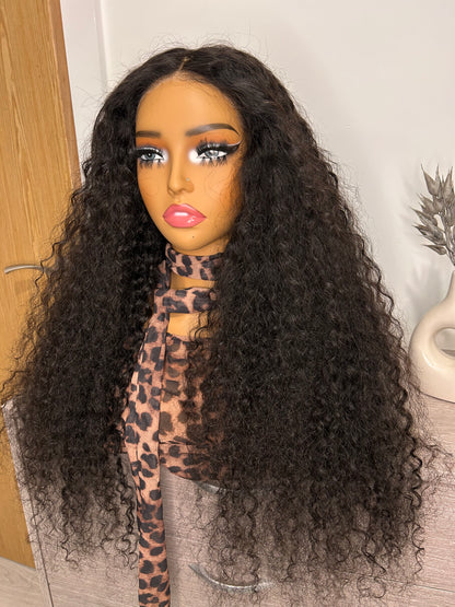 CurlyViva glueless water wave virgin hair wig 9x6 HD lace 250g