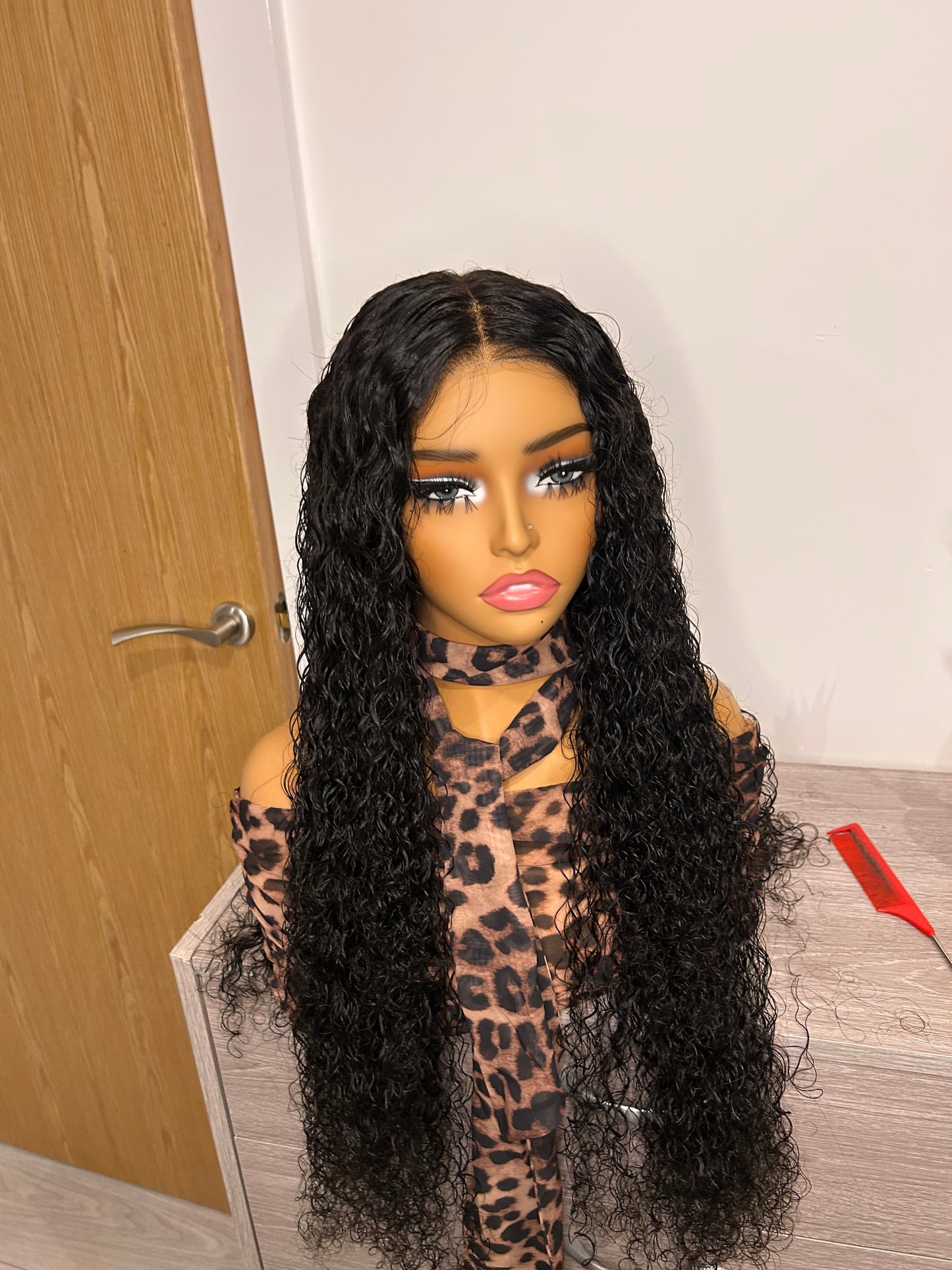 CurlyViva glueless water wave virgin hair wig 9x6 HD lace 250g