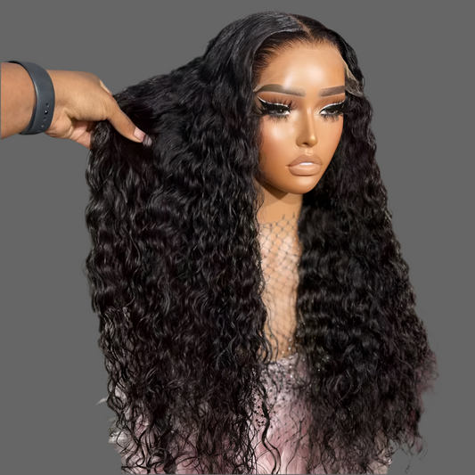 CurlyViva luxury human hair HD lace glueless water wave wig