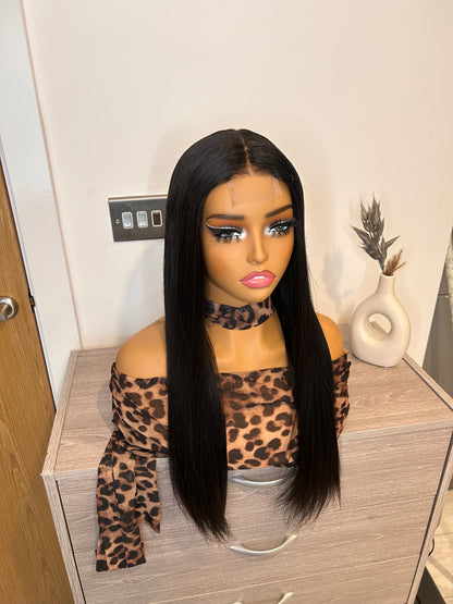 Luxury raw donor bone straight glueless wig. HD lace