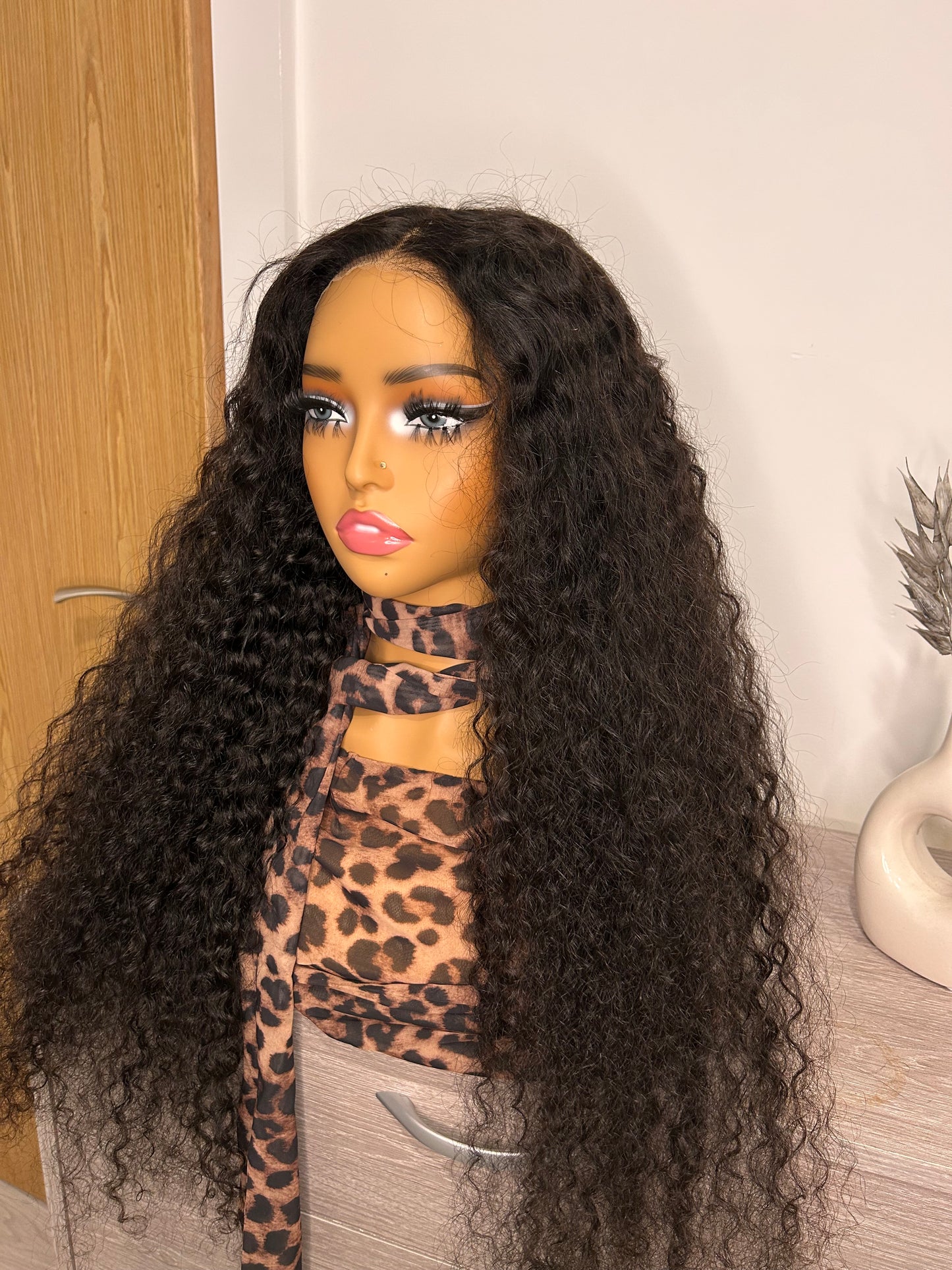 CurlyViva glueless water wave virgin hair wig 9x6 HD lace 250g