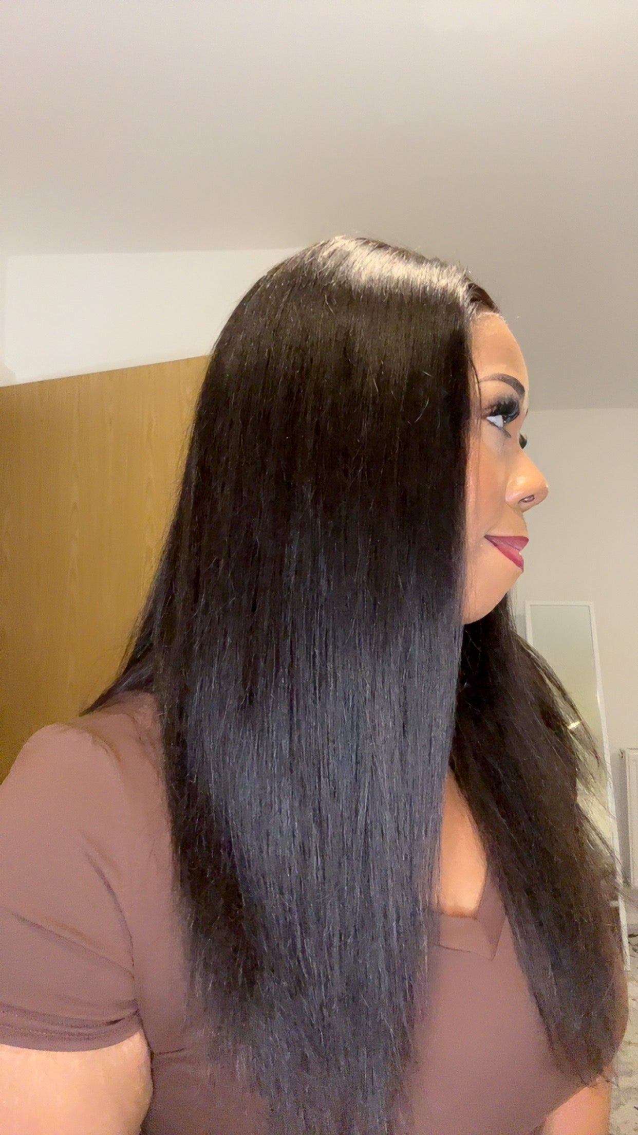 CurlyViva Human Hair HD Lace Front Straight Wig 200% density