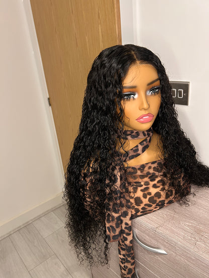 CurlyViva glueless water wave virgin hair wig 9x6 HD lace 250g