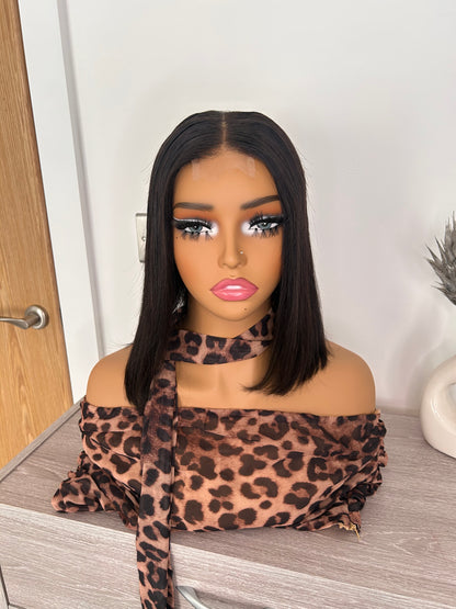 Virgin human hair bone straight bob wig   200g luxury donor hair