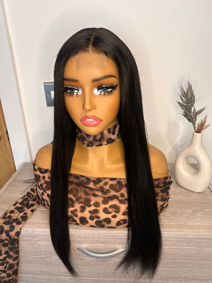 Luxury raw donor bone straight glueless wig. HD lace