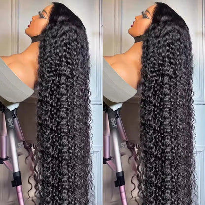 CurlyViva luxury human hair pre-everything HD lace glueless water wave wig
