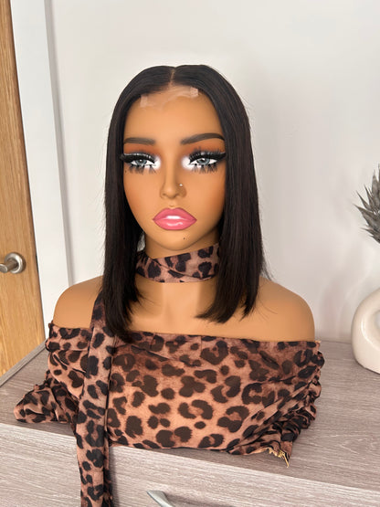 Virgin human hair bone straight bob wig   200g luxury donor hair