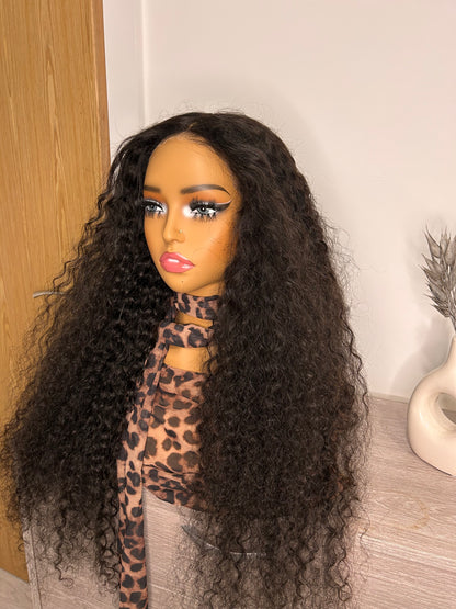 CurlyViva glueless water wave virgin hair wig 9x6 HD lace 250g
