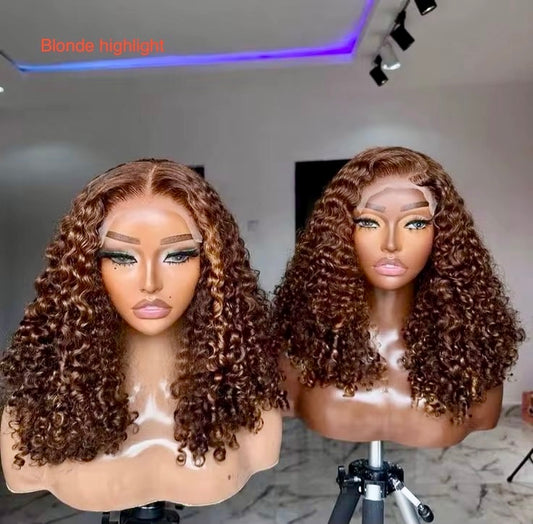 Luxury Burmese curly wig 300g HD lace frontal. 100% virgin human hair.