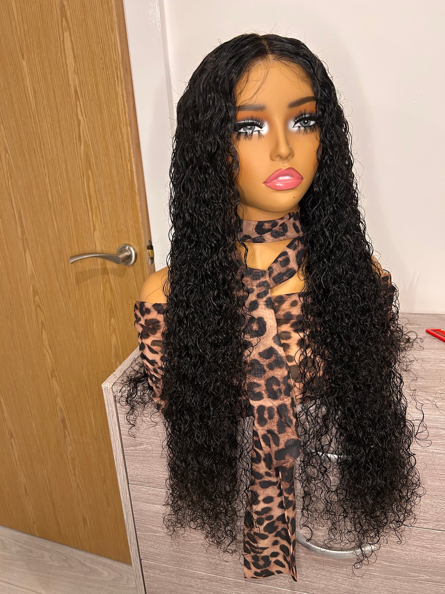 CurlyViva glueless water wave virgin hair wig 9x6 HD lace 250g