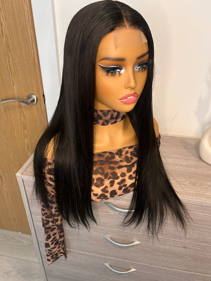 Luxury raw donor bone straight glueless wig. HD lace