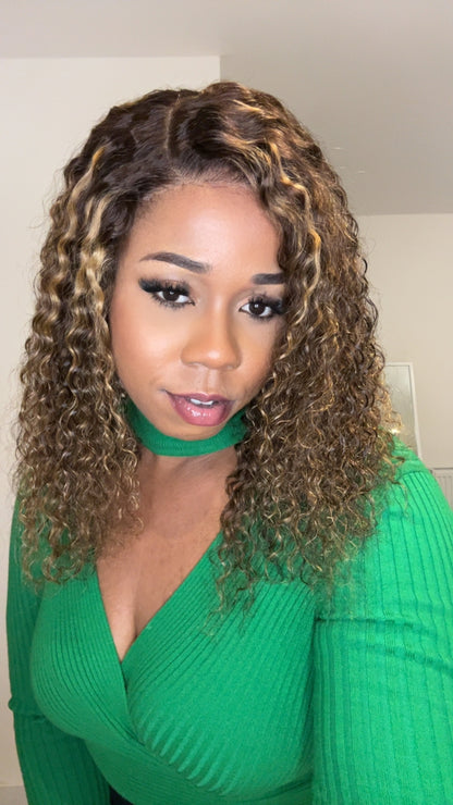 Luxury Curly highlight wig. 5x5 Transparent lace