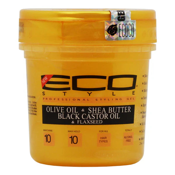 ECO STYLER GOLD OLIVE OIL & SHEA BUTTER & BLACK CASTOR OIL & FLAXSEED STYLING GEL