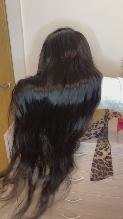 Luxury Raw body wave human hair wig HD lace wig 210% density