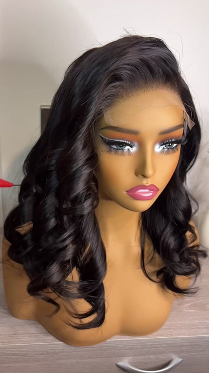 Luxury virgin hair wig body wave natural hair colour 
300g HD Lace