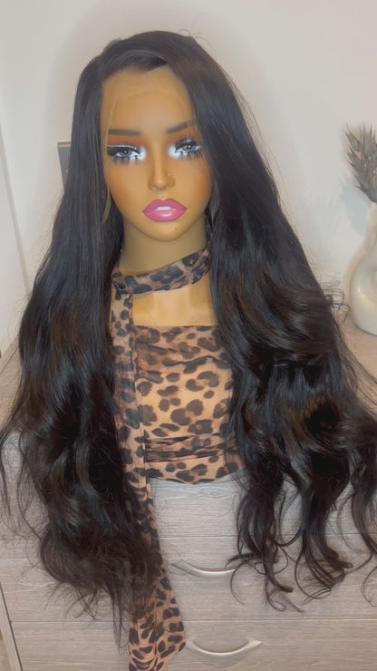Luxury Raw body wave human hair wig HD lace wig 210% density