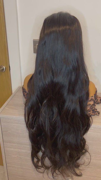 Luxury Raw body wave human hair wig HD lace wig 210% density