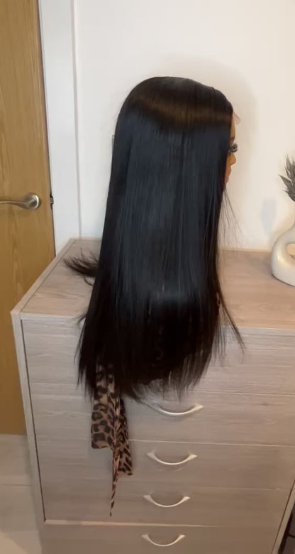 Luxury raw donor bone straight glueless wig. HD lace